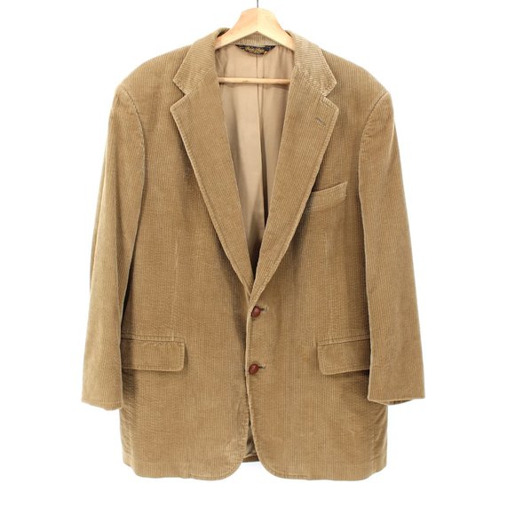 Brooks Brothers Tan Corduroy Blazer 48 Sport Coat Knot Buttons Notch Lapel Vtg - Picture 6 of 16